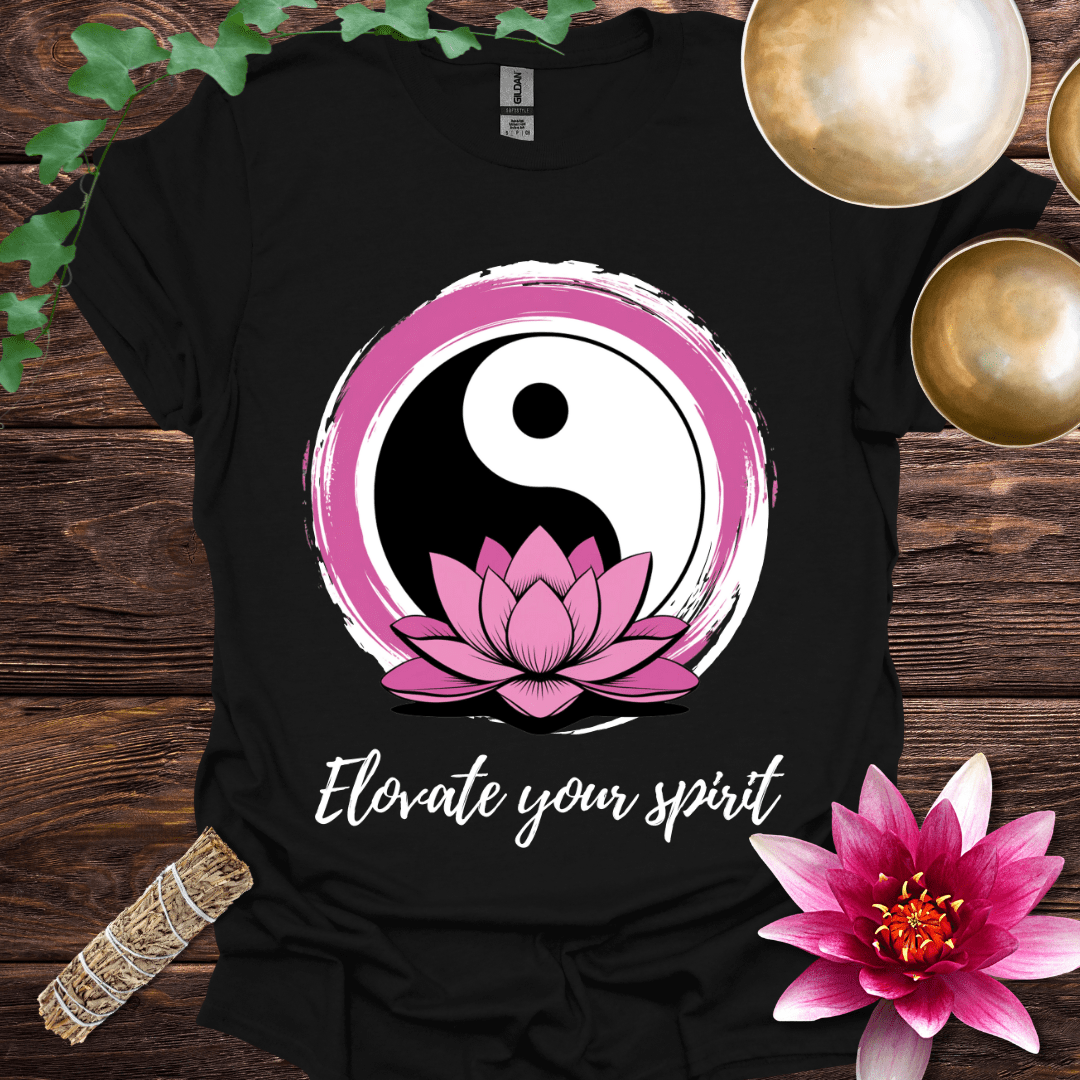 Elevate Your Spirit lotus Yin Yang variant 2 T