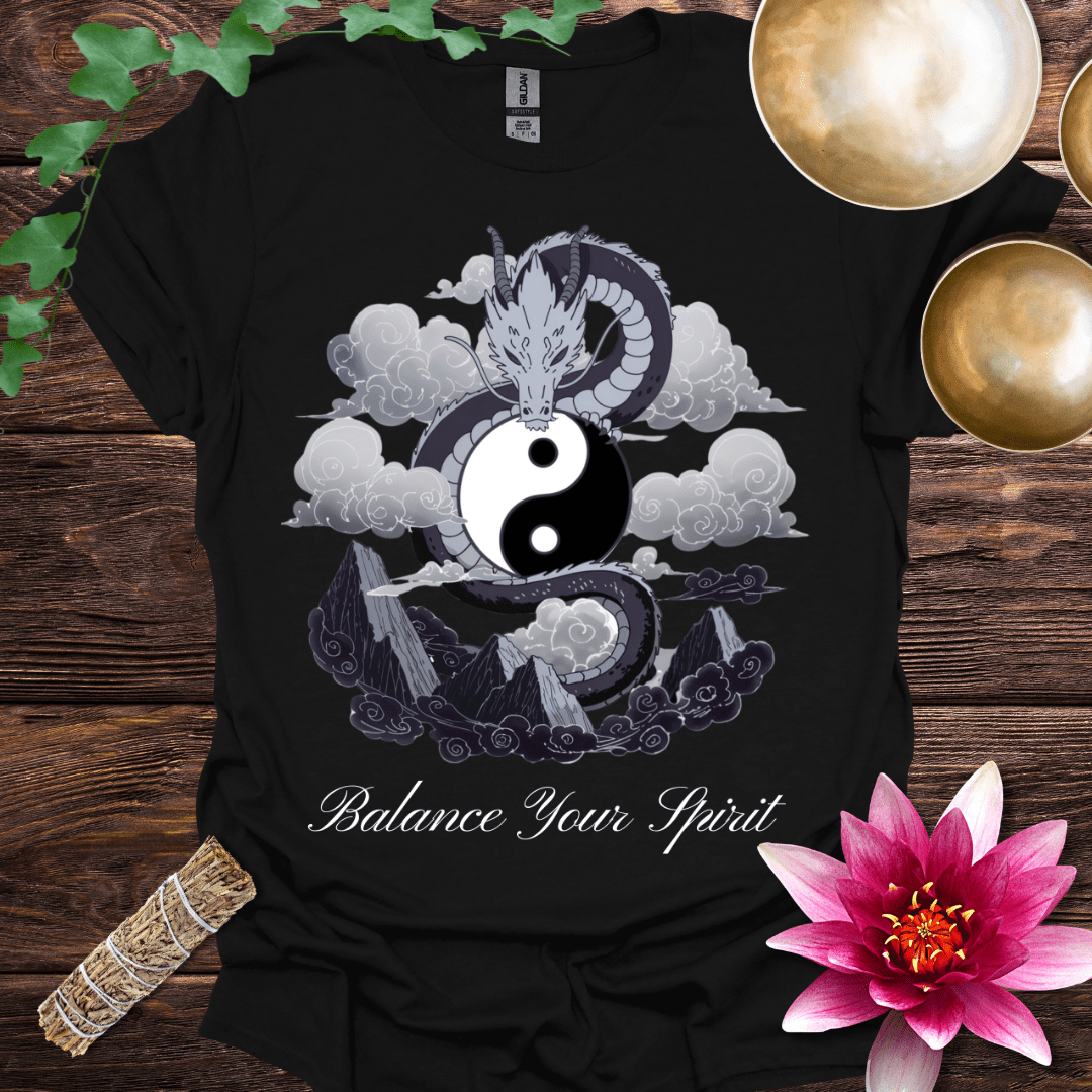 Dragon Grey Yin Yang Balance Your Spirit variant 1 T