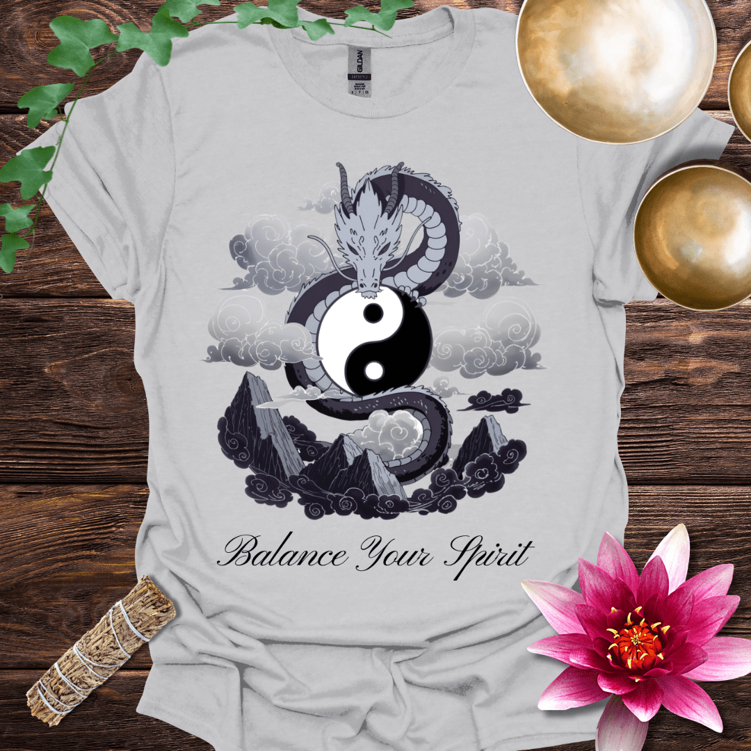 Dragon Grey Yin Yang Balance Your Spirit variant 1 T