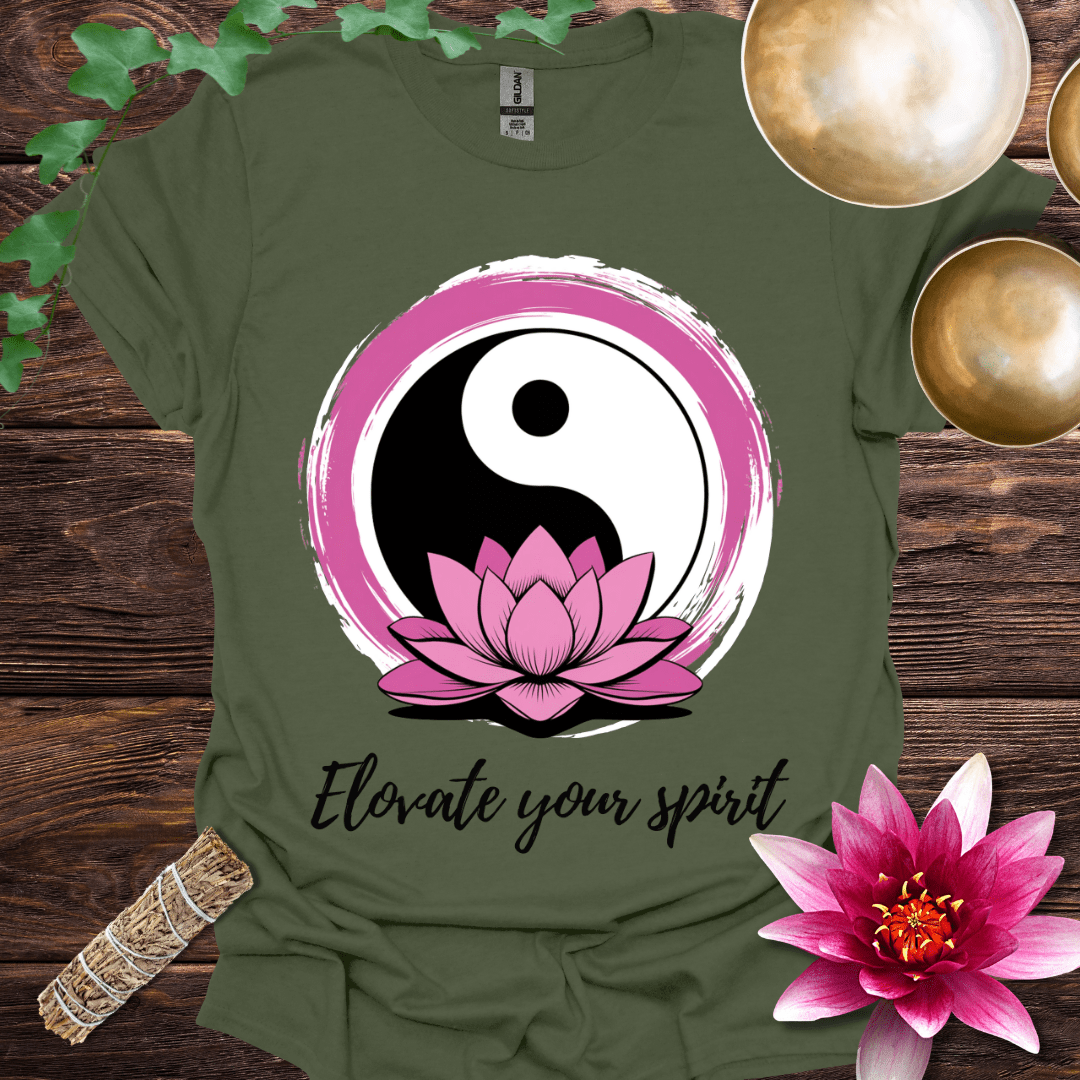 Elevate Your Spirit lotus Yin Yang variant 2 T