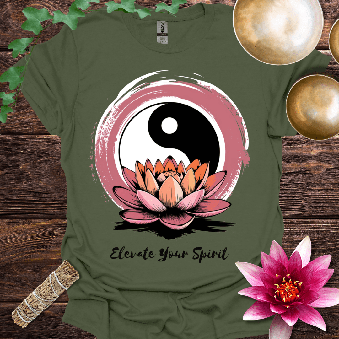 Elevate Your Spirit lotus Yin Yang variant 4 T